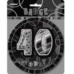 Meteorparty All Birthday 40th Birthday Jumbo Badge - Black