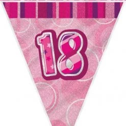 Unique 18th Birthday Flag Banner (Blue, Pink, Black)