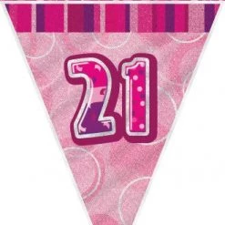 Unique 21st Birthday Flag Banner (Blue, Pink, Black)