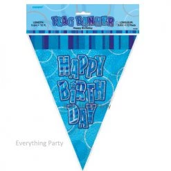 Unique Happy Birthday Flag Banner (Blue, Pink, Black) All Birthday