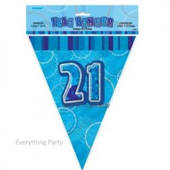 Unique 21st Birthday Flag Banner (Blue, Pink, Black)