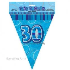 Unique All Birthday 30th Birthday Flag Banner (Blue, Pink, Black)