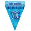 Unique 70th Birthday Flag Banner (Blue, Pink, Black)