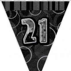 Unique 21st Birthday Flag Banner (Blue, Pink, Black)