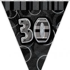 Unique All Birthday 30th Birthday Flag Banner (Blue, Pink, Black)