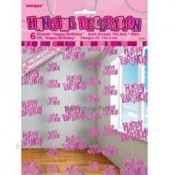 Unique All Birthday Happy Birthday Glitz Hanging Decorations (Blue, Pink, Black, Gold, Rose Gold)