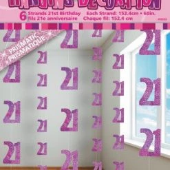 Unique All Birthday 21st Birthday Glitz Hanging Decorations (Blue, Pink, Black)