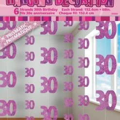 Unique All Birthday 30th Birthday Glitz Hanging Decorations (Blue, Pink, Black)