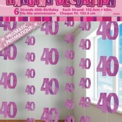 Unique 40th Birthday Glitz Hanging Decorations (Blue, Pink, Black) All Birthday