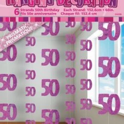 Unique 50th Birthday Glitz Hanging Decorations (Blue, Pink, Black) All Birthday