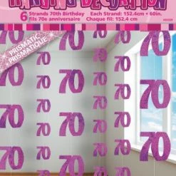 Unique All Birthday 70th Birthday Glitz Hanging Decoration (Blue, Pink, Black)
