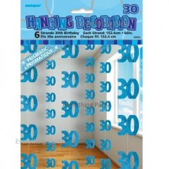 Unique All Birthday 30th Birthday Glitz Hanging Decorations (Blue, Pink, Black)