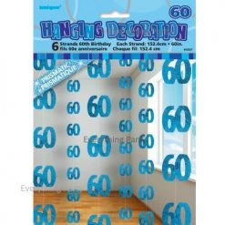 Unique 60th Birthday Glitz Hanging Decorations (Blue, Pink, Black)