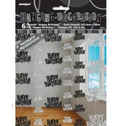 Unique All Birthday Happy Birthday Glitz Hanging Decorations (Blue, Pink, Black, Gold, Rose Gold)