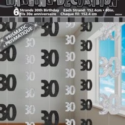 Unique All Birthday 30th Birthday Glitz Hanging Decorations (Blue, Pink, Black)