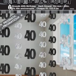 Unique 40th Birthday Glitz Hanging Decorations (Blue, Pink, Black) All Birthday