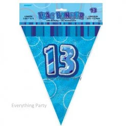 Unique All Birthday 13th Birthday Flag Banner (Blue, Pink, Black)