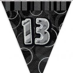 Unique All Birthday 13th Birthday Flag Banner (Blue, Pink, Black)