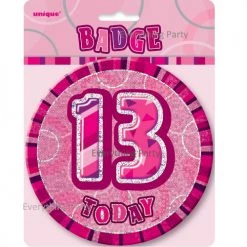 Meteorparty 13th Birthday Jumbo Badge - Pink