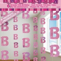 Unique 13th Birthday Glitz Hanging Decorations (Blue, Pink, Black)