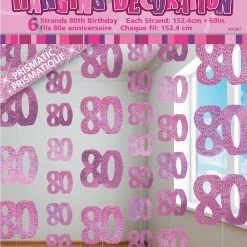 Unique 80th Birthday Glitz Hanging Decoration (Blue, Pink, Black) All Birthday