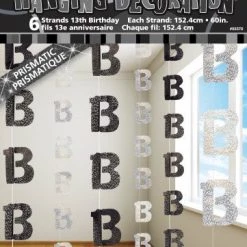 Unique 13th Birthday Glitz Hanging Decorations (Blue, Pink, Black)