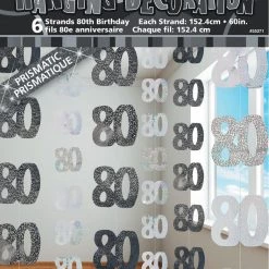 Unique 80th Birthday Glitz Hanging Decoration (Blue, Pink, Black) All Birthday