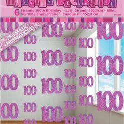 Unique 100th Birthday Glitz Hanging Decorations (Blue, Pink, Black)