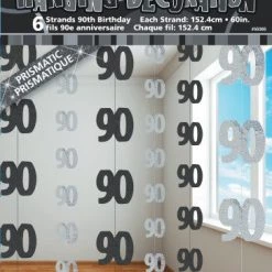 Unique 90th Birthday Glitz Hanging Decoration (Blue, Pink, Black) All Birthday
