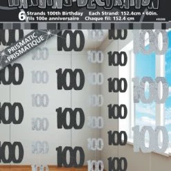 Unique 100th Birthday Glitz Hanging Decorations (Blue, Pink, Black)