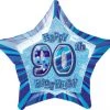 Meteorparty 20" Happy 90th Birthday Foil Balloon Star Shape - Blue Balloons