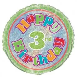 Meteorparty 18" Happy 3rd Birthday Prismatic Foil Balloon Balloons