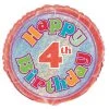 Meteorparty 18" Happy 4th Birthday Prismatic Foil Balloon
