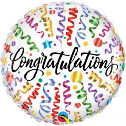 18" Qualatex Congratulations Streamers Foil Balloon