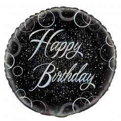 Unique 18" Holographic Silver Happy Birthday Foil Balloon