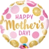Everything Party 18" Qualatex MOTHERS DAY PINK & GOLD DDOTS Foil Balloon