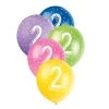 Unique Balloons 5pk 2nd Birthday Number 2 Assorted Pearl Latex Balloon 30cm