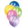 Unique Balloons 5pk 4th Birthday Number 4 Assorted Pearl Latex Balloon 30cm