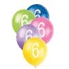 Unique Balloons 5pk 6th Birthday Number 6 Assorted Pearl Latex Balloon 30cm