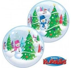 Balloons Qualatex Bubble 22" Winter Snowmen Balloon