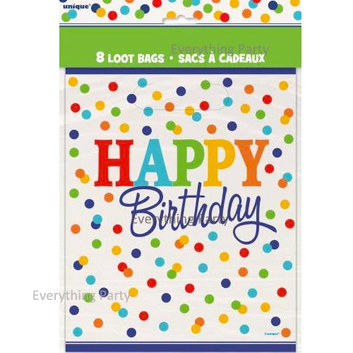 Everything Party All Birthday 8pk Rainbow Dots Happy Birthday Party Loot Bags