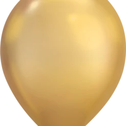 11" Qualatex Plain Latex Balloon - Round Chrome Gold