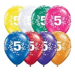 Everything Party Balloons 11" Qualatex 5th Birthday Assorted Colour Latex Balloon