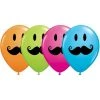Everything Party Balloons 11" Qualatex Smiley Face Moustache Assorted Colour Latex Balloon