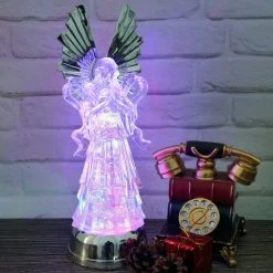 Pacific Wholesale Christmas Angel Lighted Water Lamp LED Swirling Water Glitter Christmas Home Decor By Event