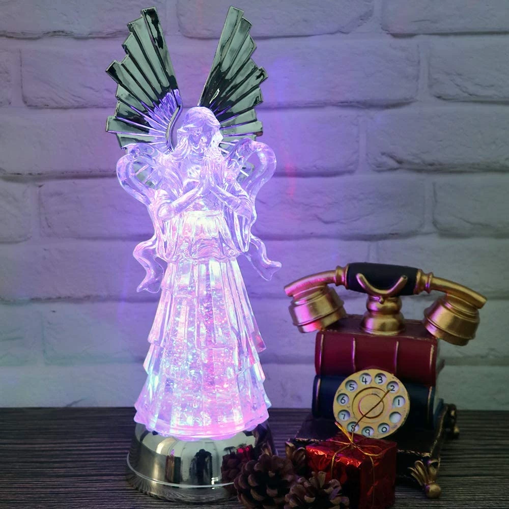 Pacific Wholesale Christmas Angel Lighted Water Lamp LED Swirling Water Glitter Christmas Home Decor By Event