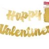Everything Party Valentine's Day - Happy Valentines Gold Foil Script Jointed Banner