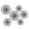 Everything Party 6pcs Decorative Paper Fan - Metallic Silver All Birthday