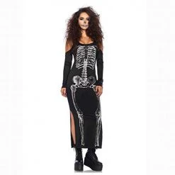 Everything Party Adult - Leg Avenue Deluxe Side Slit Skeleton Dress Costume