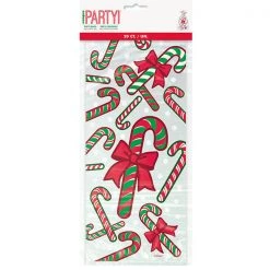 Unique All Birthday 20pk Printed Candy Cane Christmas Cello Bags